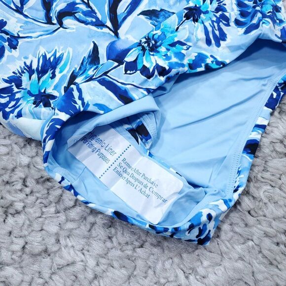 Andie Swim Blue Floral Baia One Piece Swimsuit Size Medium - Picture 7 of 8